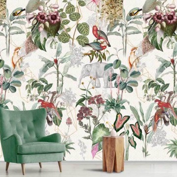 Fali poszter elefántokkal (200x280 cm) INK7591 (Floral)