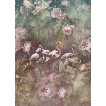 Festmény hatású posztertapéta madarakkal (200x280 cm) INK7553 (Floral)