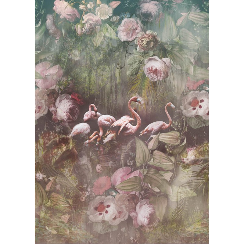 Festmény hatású posztertapéta madarakkal (200x280 cm) INK7553 (Floral)