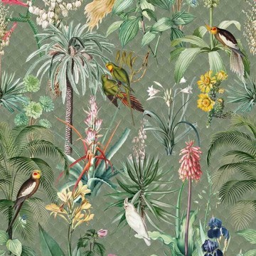 Fali poszter növényekkel, madarakkal (200x280 cm) INK7557 (Floral)