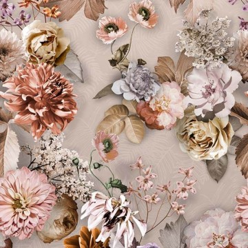 Barna virágos fali poszter (200x280 cm) INK7567 (Floral)