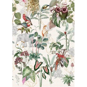 Fali poszter elefántokkal (200x280 cm) INK7591 (Floral)