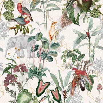 Fali poszter elefántokkal (200x280 cm) INK7591 (Floral)