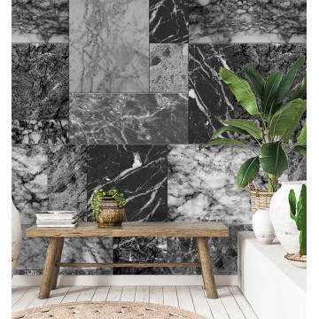 Szürke és fekete márványmintás posztertapéta 7346 (200 x 280 cm) (Light and Dark)