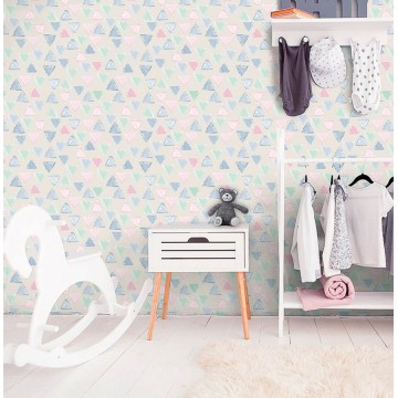 Bézs-kék háromszög mintás tapéta 27171 (Morris and Mila)