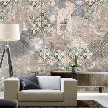 Barna vakolat hatású posztertapéta festett mintával INK7374 (200 x 280 cm) (Materials)