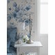 Elegáns kék design tapéta nagy virágmintával 6140 (Blue and White)