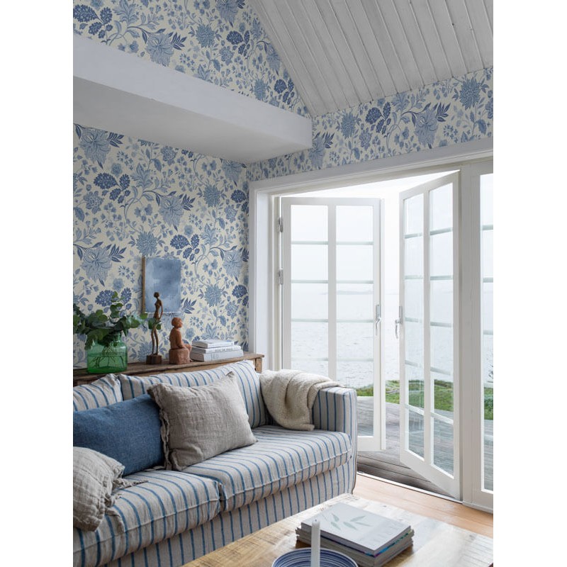 Klasszikus virágok kék design tapéta 6144 (Blue and White)