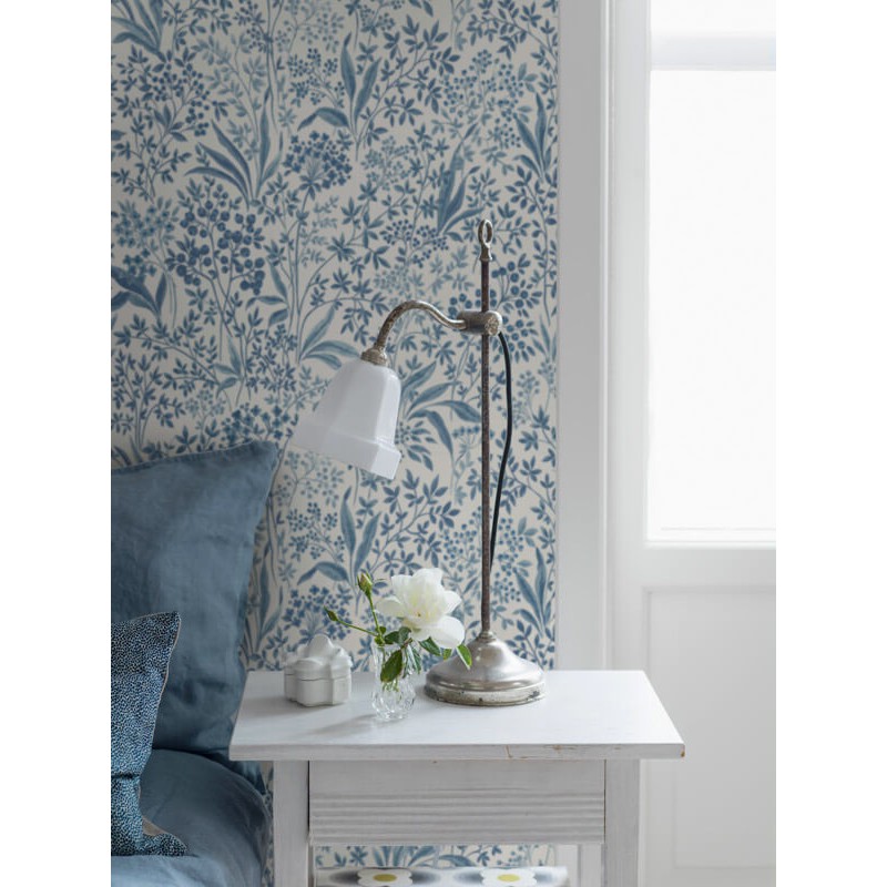 Réti virágok növények kék design tapéta 6145 (Blue and White)