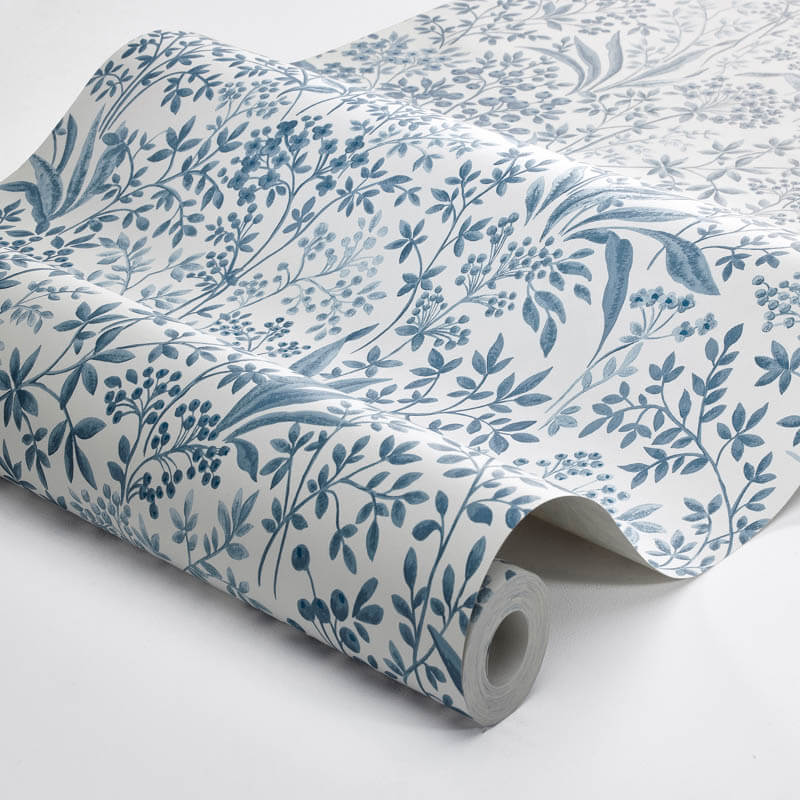 Réti virágok növények kék design tapéta 6145 (Blue and White)