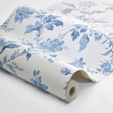 Fehér kék tapéta vidám virágokkal 6146 (Blue and White)