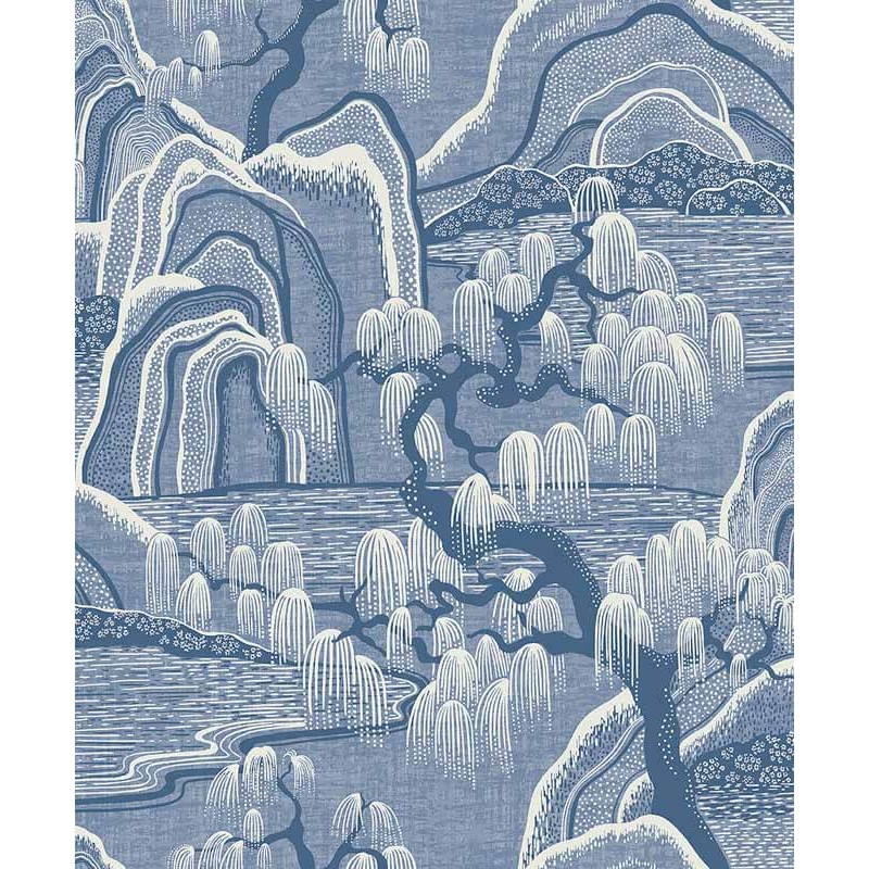 Keleties hangulatú tapéta növényekkel 6147 (Blue and White)