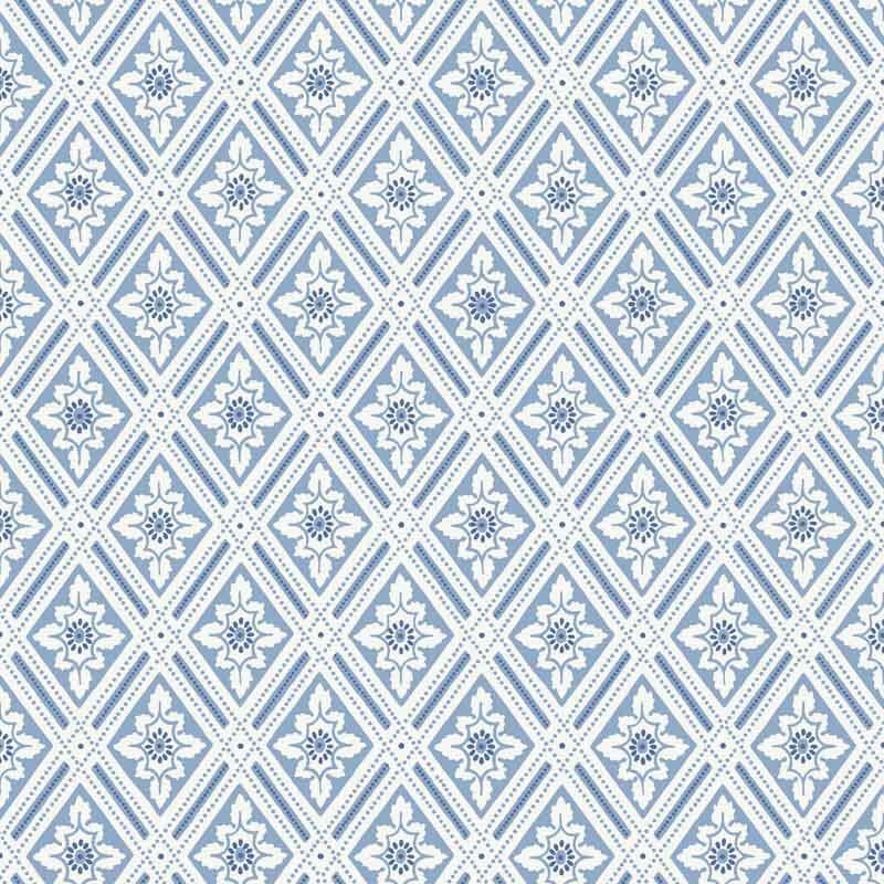 Rombuszmintás tapéta virágokkal kék 6148 (Blue and White)