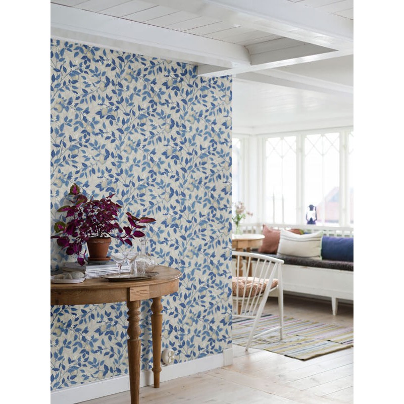 Citromfa kék design tapéta 6149 (Blue and White)