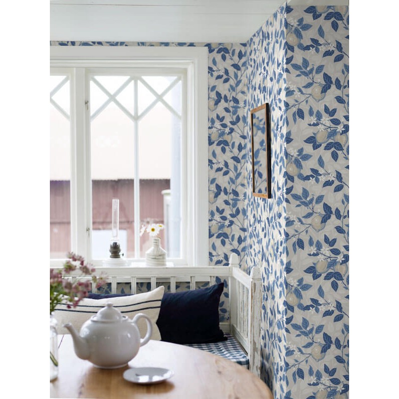 Citromfa kék design tapéta 6149 (Blue and White)