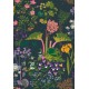 Bohém design tapéta sötét alapon rózsaszín lila virágokkal 1791 (Icons)