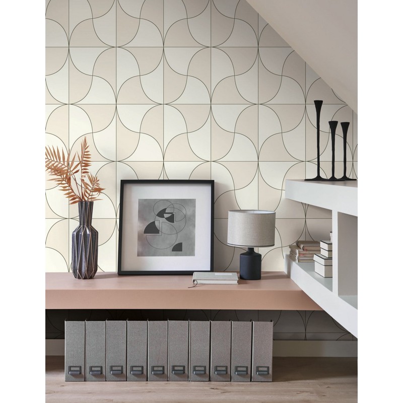 Fehér bézs modern geometrikus design tapéta 89939041 (Alchimie)