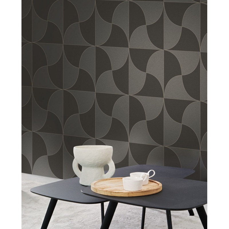 Fekete barna modern geometrikus design tapéta 89939336 (Alchimie)