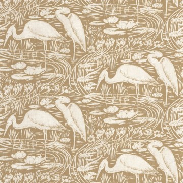 Vándormadarak a réten sárgásbarna alapon törtfehér design tapéta 89731961 (Babylone)