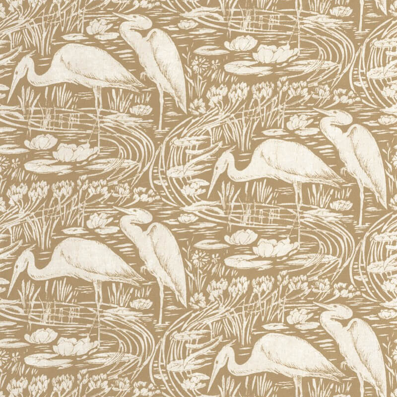 Vándormadarak a réten sárgásbarna alapon törtfehér design tapéta 89731961 (Babylone)