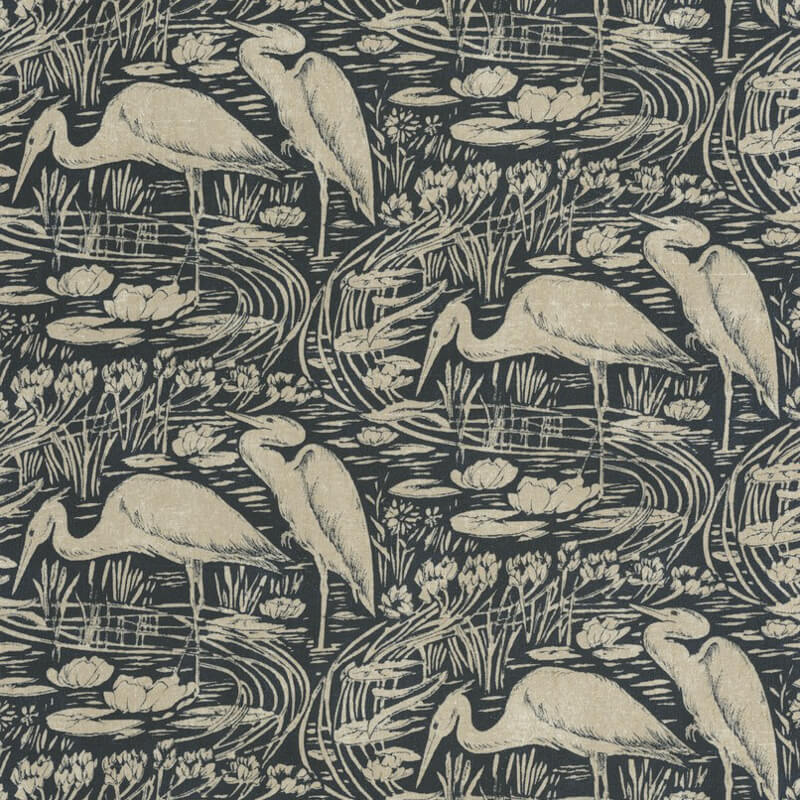 Vándormadarak a réten sötétkék alapon törtfehér design tapéta 89736500 (Babylone)