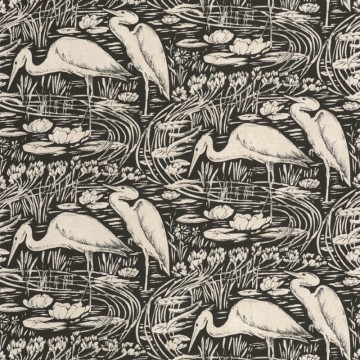 Vándormadarak a réten fekete alapon törtfehér design tapéta 89739270 (Babylone)