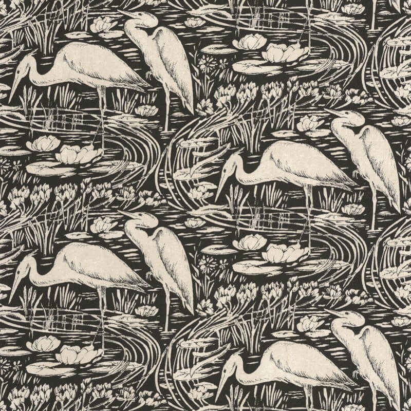 Vándormadarak a réten fekete alapon törtfehér design tapéta 89739270 (Babylone)