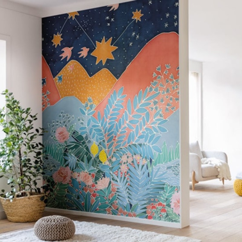 Színes poszter virágokkal hegyekkel (viles, 200x280 cm) 100617123