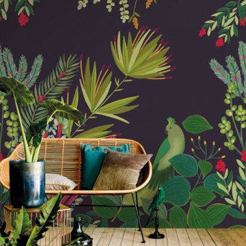 Sötét alapon zöld levélmintás poszter (viles, 200x280 cm) 101519138