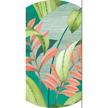 Vidám színes kör alakú fali poszter nagy levelekkel (vlies, átmérő: 135 cm)  84817310