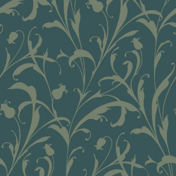 Elegáns levélmintás design tapéta sötétzöld árnyalatban 202006730 (Elixir)