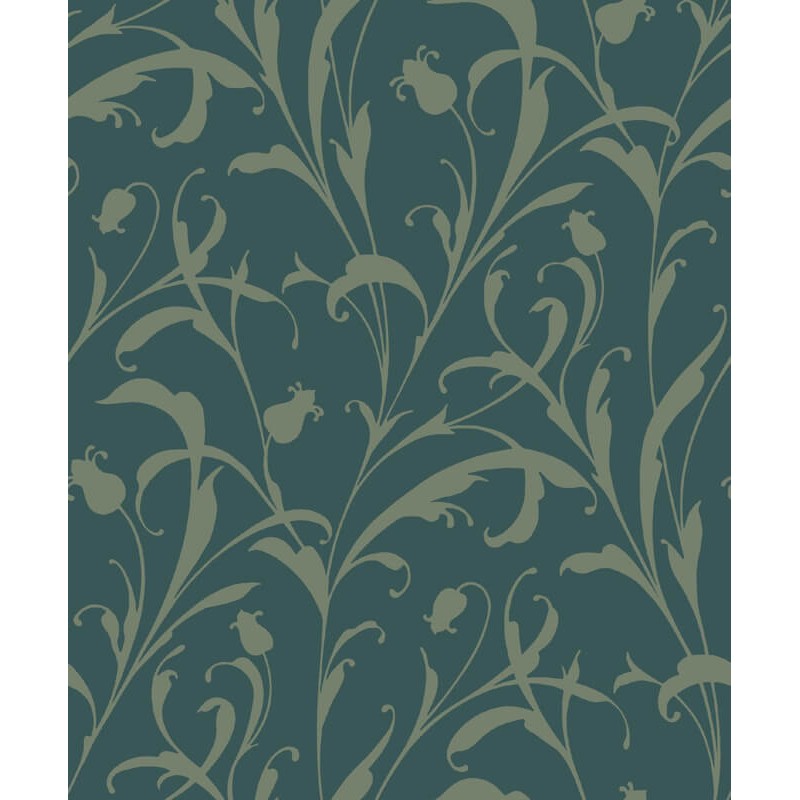 Elegáns levélmintás design tapéta sötétzöld árnyalatban 202006730 (Elixir)