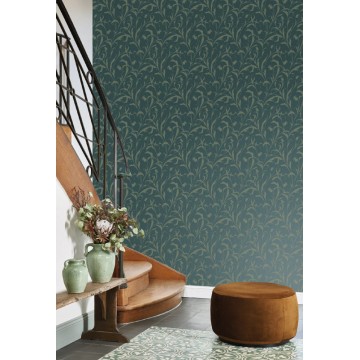 Elegáns levélmintás design tapéta sötétzöld árnyalatban 202006730 (Elixir)