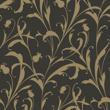 Elegáns levélmintás design tapéta feketek, barna 202009277 (Elixir)