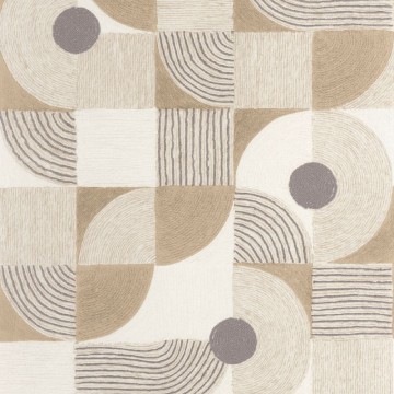 Design tapéta kötél utánzatú körcikk mintával drapp barna 201921319 (Rituel)