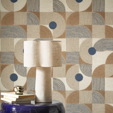 Design tapéta kötél utánzatú körcikk mintával barna kék 201926309 (Rituel)