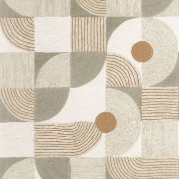 Design tapéta kötél utánzatú körcikk mintával drapp zöld 201927235 (Rituel)