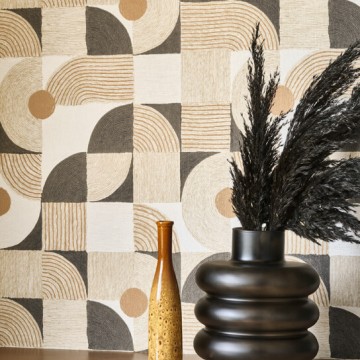 Design tapéta kötél utánzatú körcikk mintával barna fekete 201929341 (Rituel)