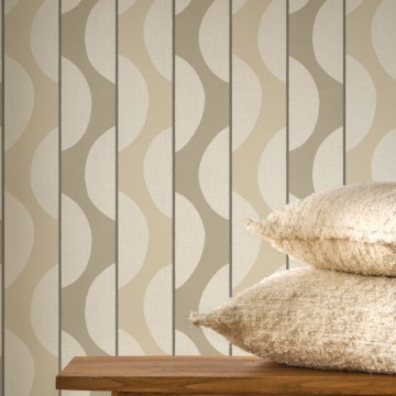 Design tapéta hullámvonal mintával bézs taupe 201942059 (Rituel)