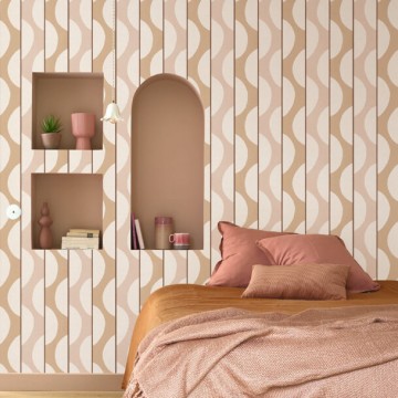 Design tapéta hullámvonal mintával barna krémszínű 201944180 (Rituel)