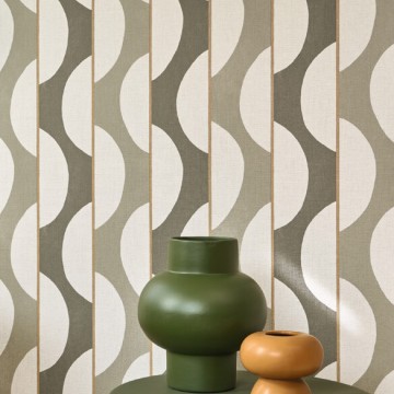 Design tapéta hullámvonal mintával olívazöld 201947344 (Rituel)