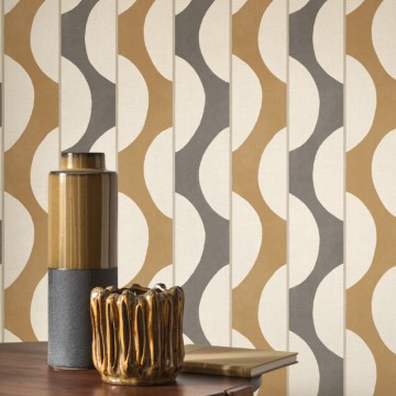 Design tapéta hullámvonal mintával barna fekete 201949298 (Rituel)