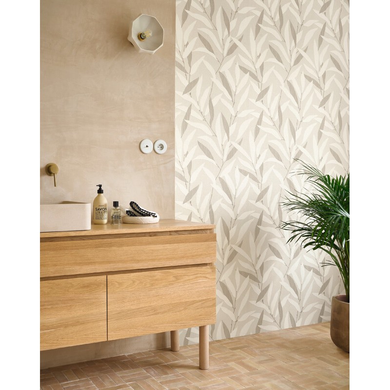Design tapéta levél mintával törtfehér világosszürke 201950710 (Rituel)