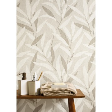 Design tapéta levél mintával törtfehér világosszürke 201950710 (Rituel)