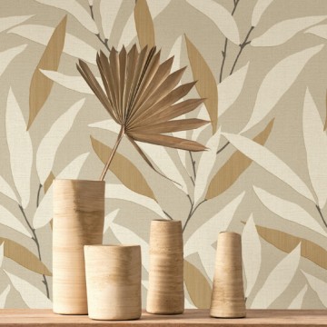 Design tapéta levél mintával törtfehér barna 201951357 (Rituel) Design tapéta levél mintával törtfehér barna 201951357 (Rituel)