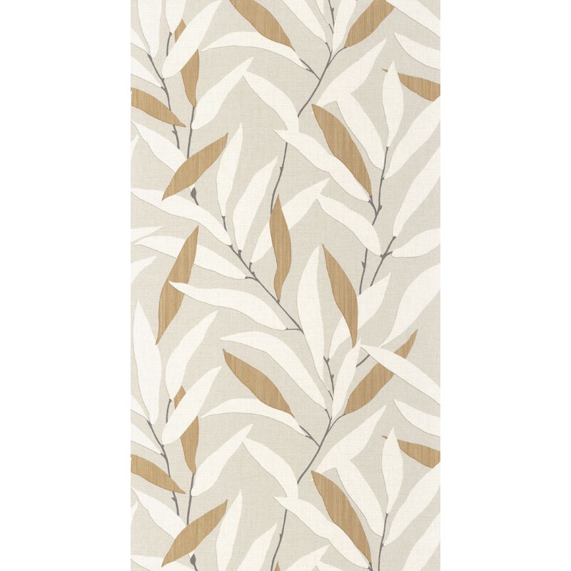 Design tapéta levél mintával törtfehér barna 201951357 (Rituel)