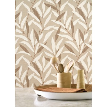 Design tapéta levél mintával drapp barna 201951729 (Rituel)