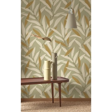Design tapéta levél mintával zöld barna 201957400 (Rituel)