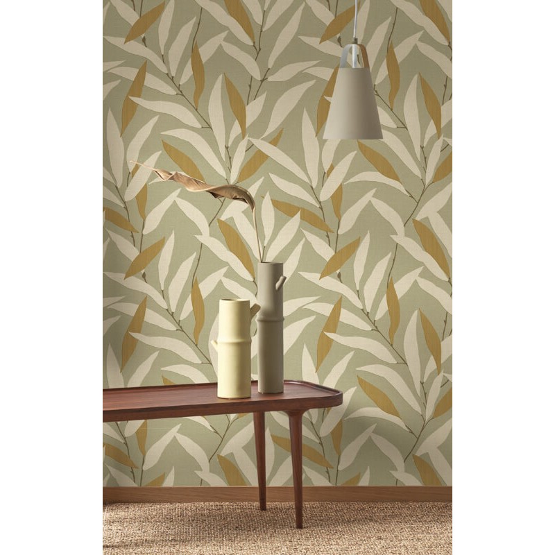 Design tapéta levél mintával zöld barna 201957400 (Rituel)