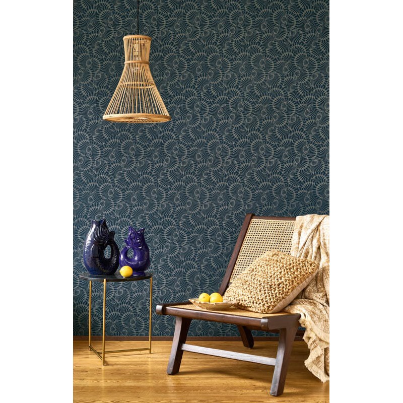 Design tapéta kagyló mintával sötétkék 201486909 (Seaside)